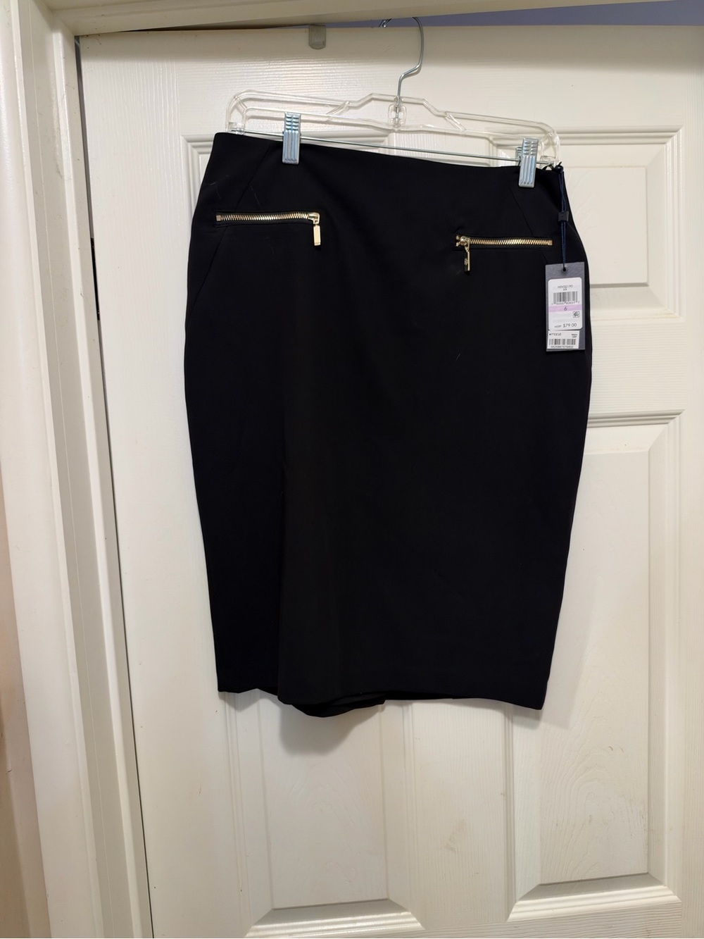 Tommy Hilfiger Black Pencil Skirt with Gold Zippers